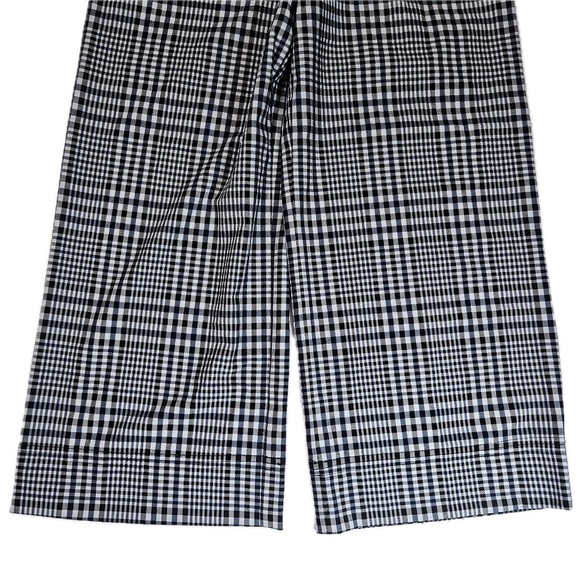 Trina Turk Pants Womens 2 Black Plaid Cropped Wide Leg Made USA 182508 Stretch - Picture 4 of 9
